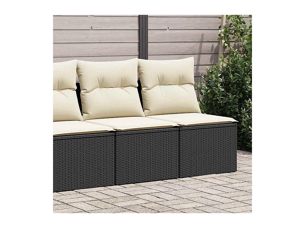2-delige Loungeset met kussens poly rattan acacia zwart