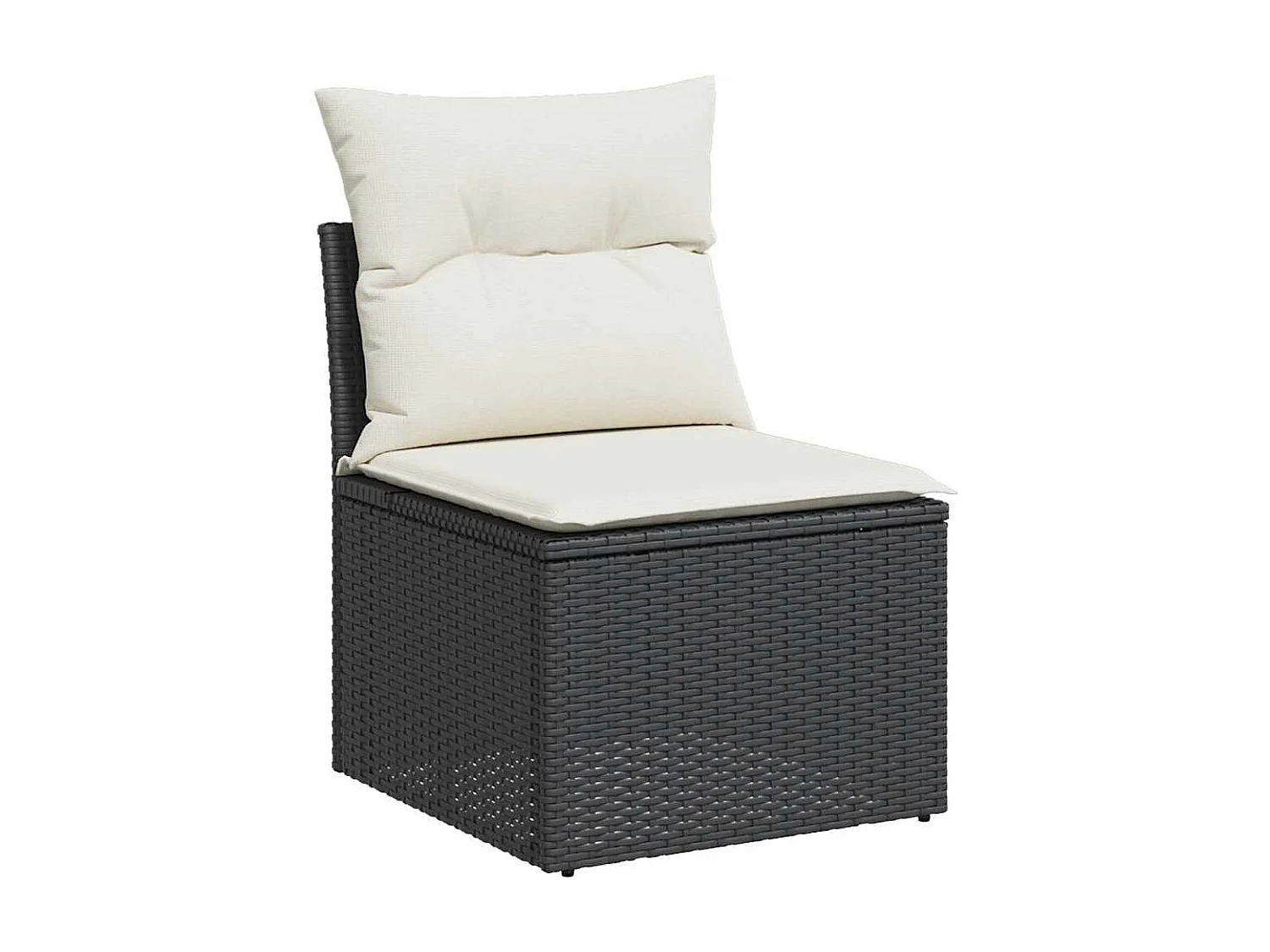 8-delige Loungeset met kussens poly rattan zwart
