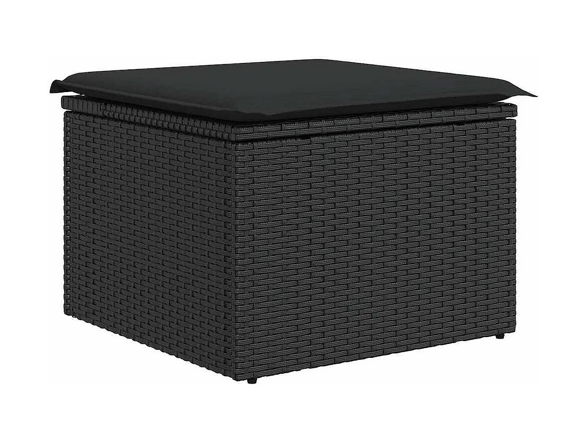 6-delige Loungeset met kussens poly rattan acacia zwart