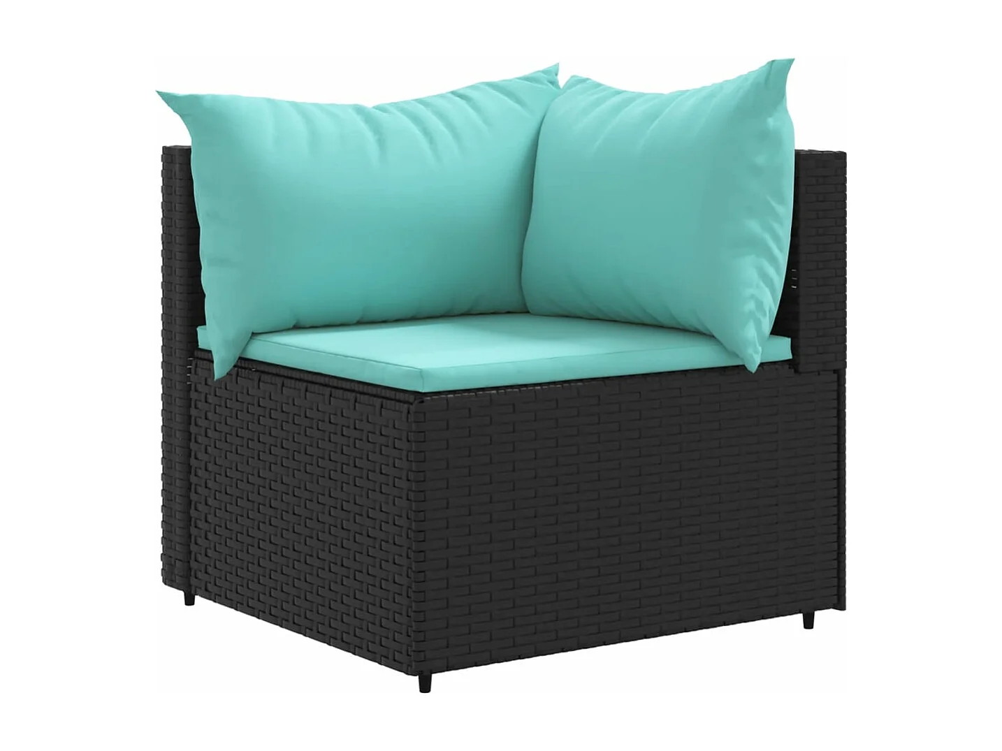 4 peças conjunto lounge de jardim com almofadões vime PE preto