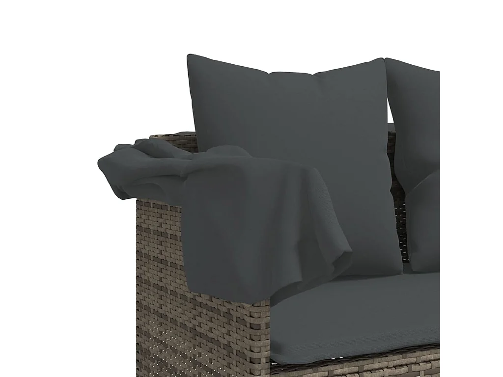 Salon de jardin 5 pièces avec coussins gris résine tressée