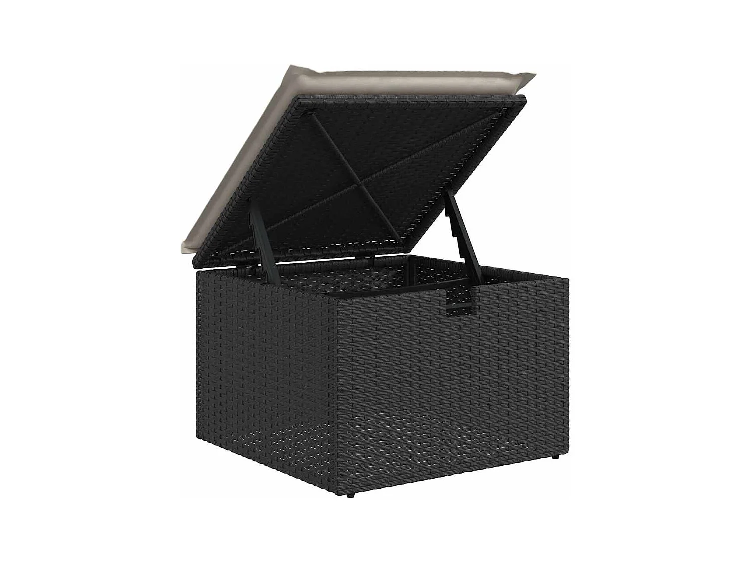 6-delige Loungeset met kussens poly rattan acacia zwart