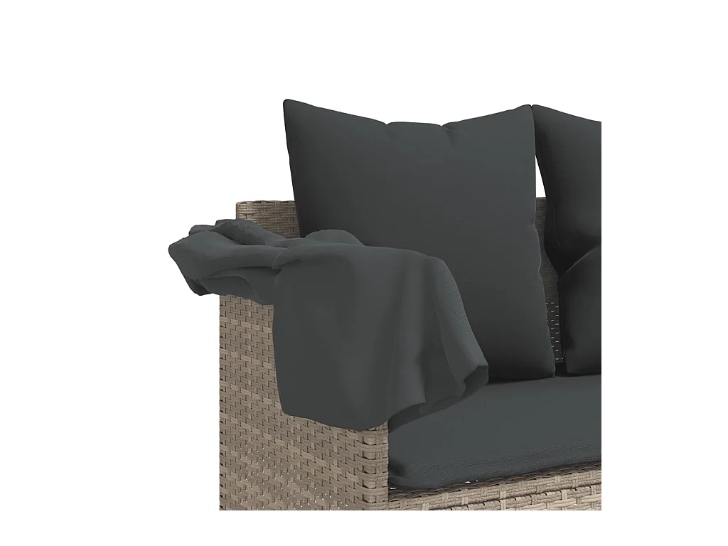 5 peças conj. sofás jardim com almofadões vime PE cinzento-claro