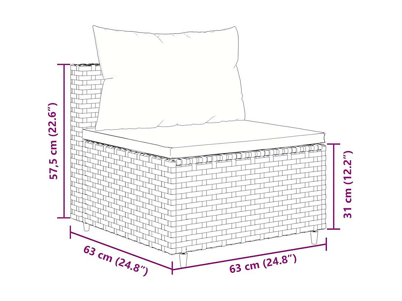 Set muebles de jardín 6 piezas y cojines ratán sintético marrón