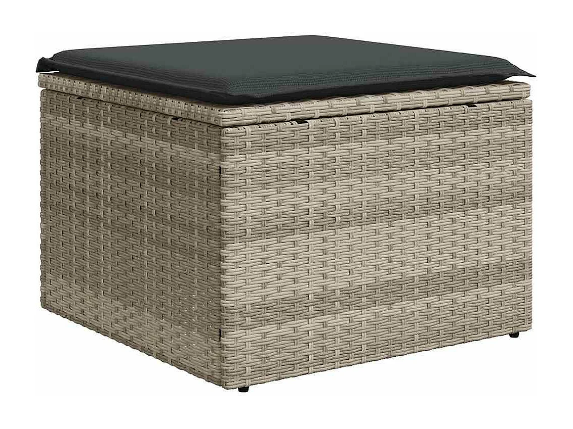 Salon de jardin 5 pièces avec coussins gris clair résine tressée