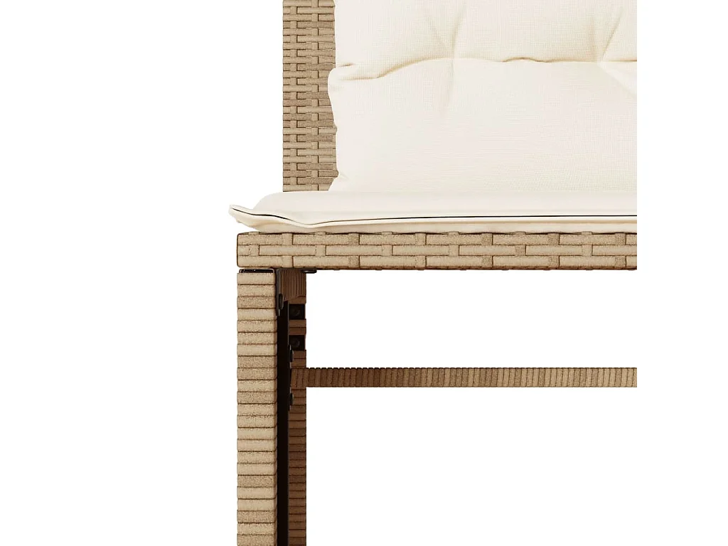 Salon de jardin avec coussins 4 pièces beige résine tressée