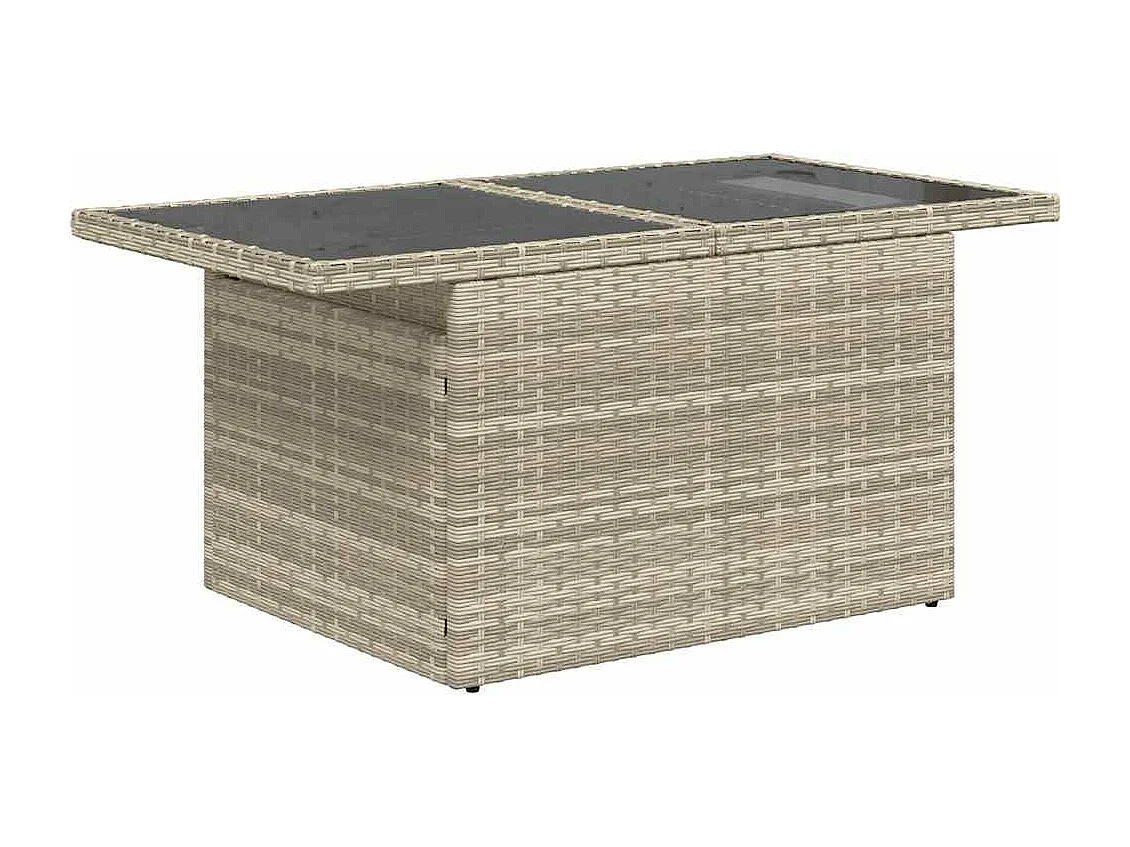 7-delige Loungeset met kussens poly rattan lichtgrijs
