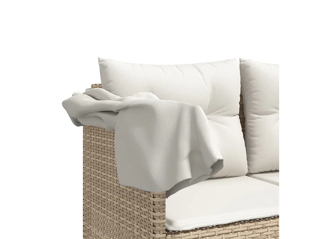 Salon de jardin avec coussins 5 pièces beige résine tressée