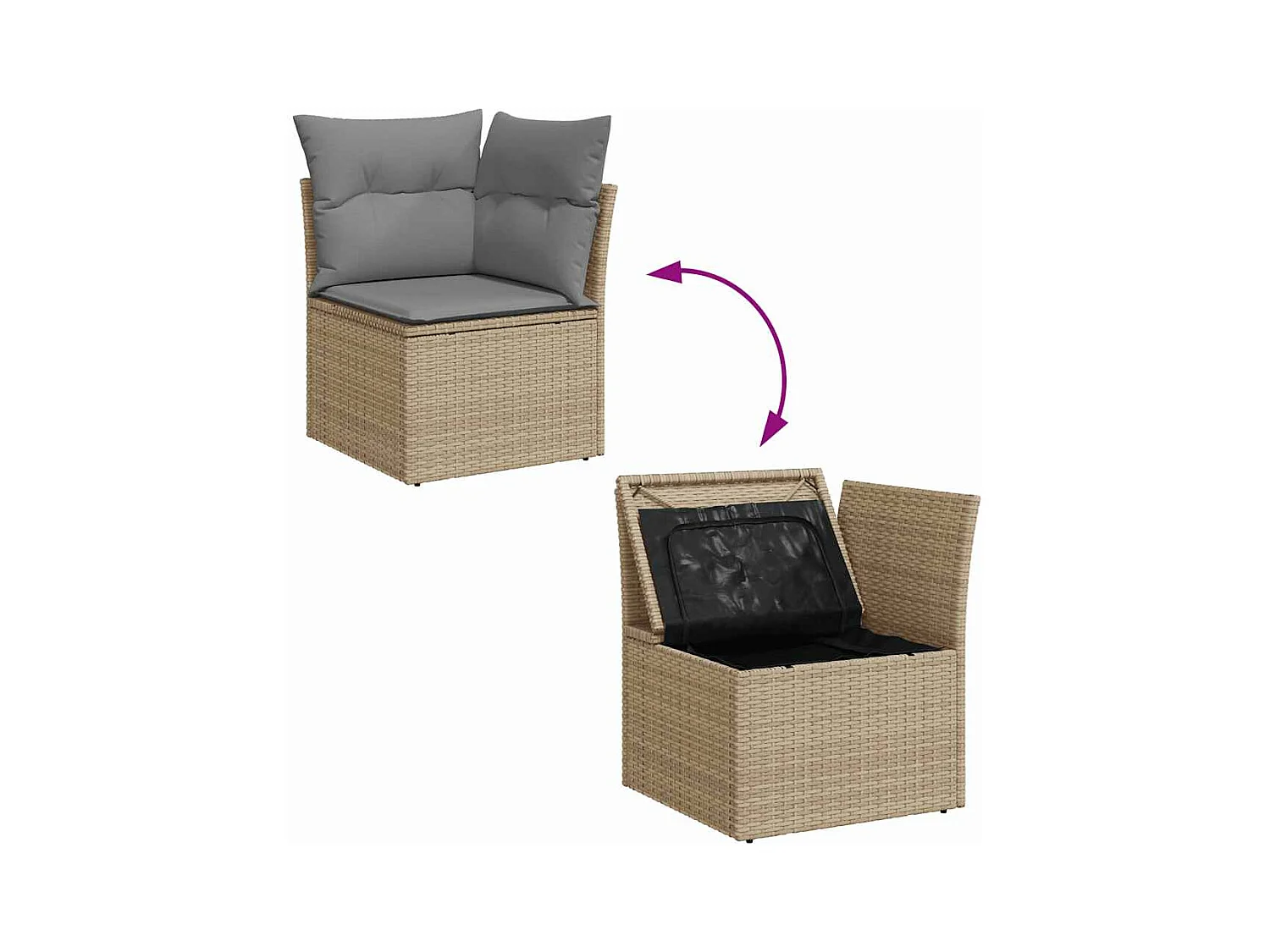 Salon de jardin avec coussins 9 pièces beige résine tressée