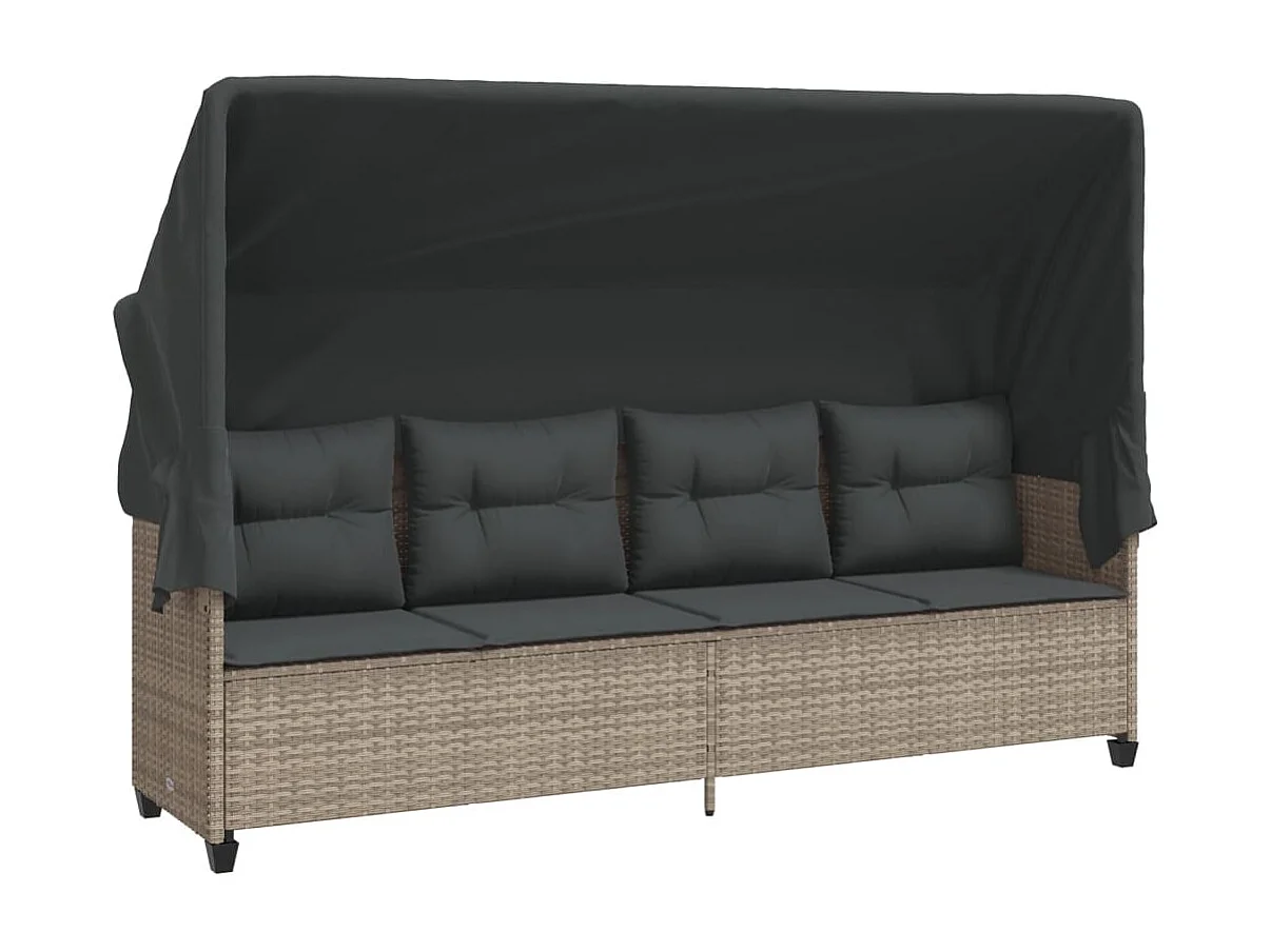 Salon de jardin 5 pièces avec coussins gris clair résine tressée