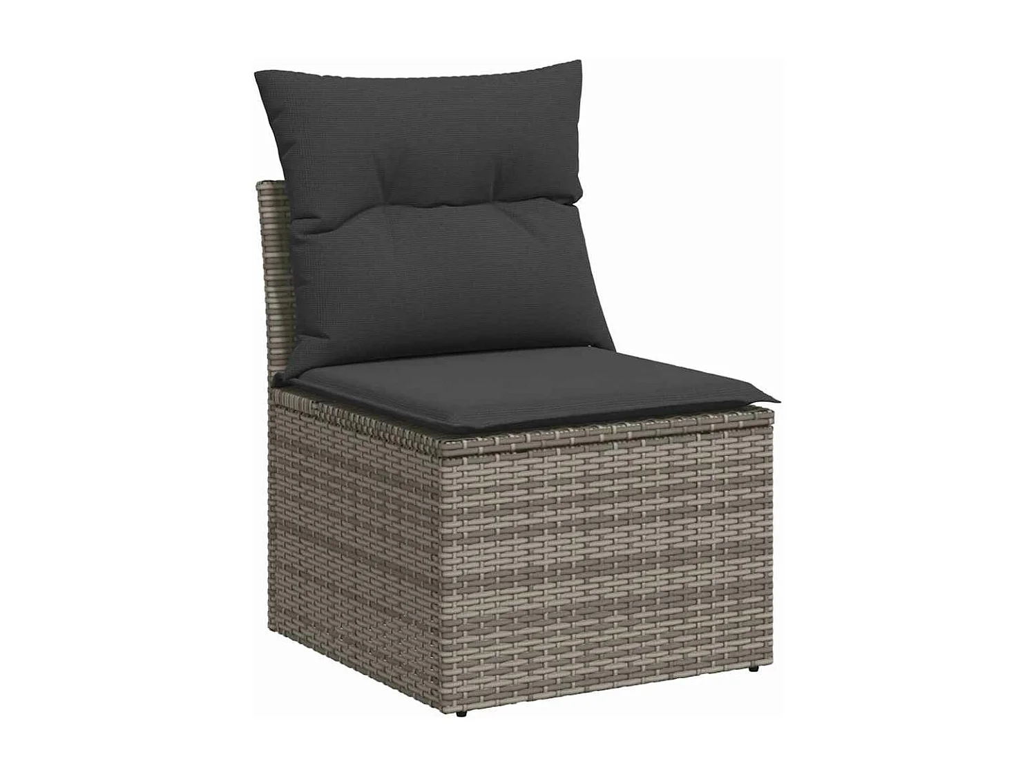 Set de muebles de jardín 6 piezas y cojines ratán sintético gris