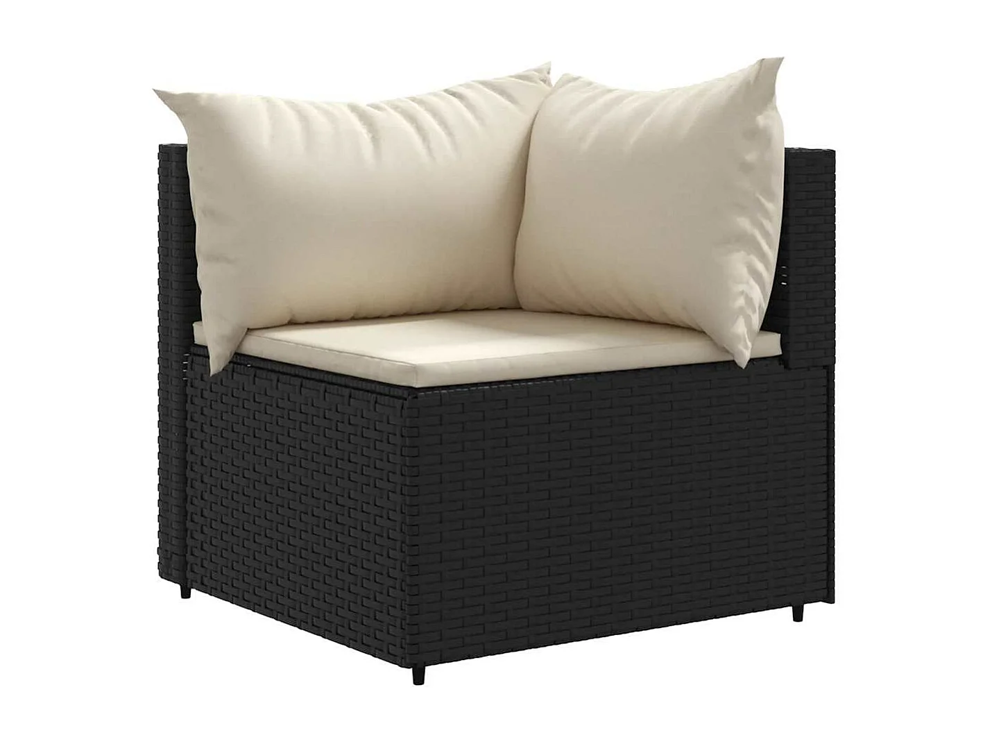 6-delige Loungeset met kussens poly rattan zwart