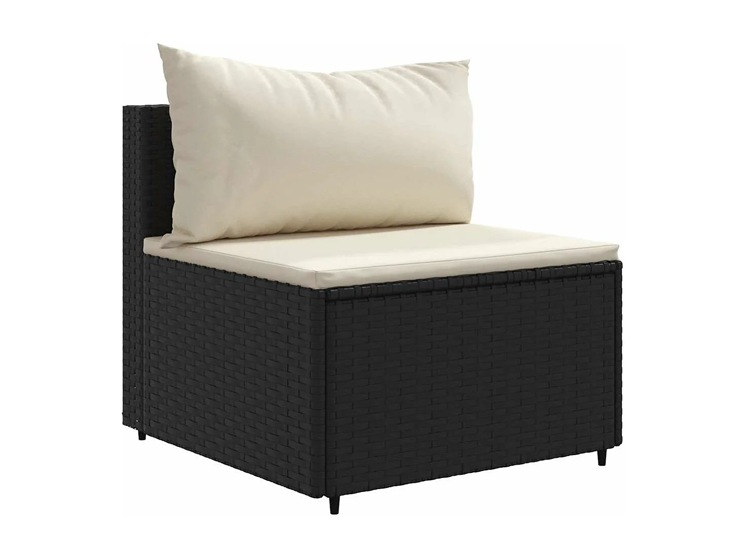 6-delige Loungeset met kussens poly rattan zwart