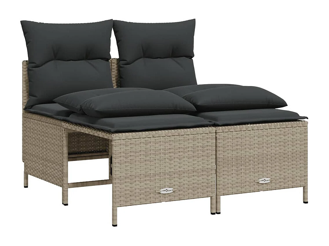 Salon de jardin 5 pièces avec coussins gris clair résine tressée