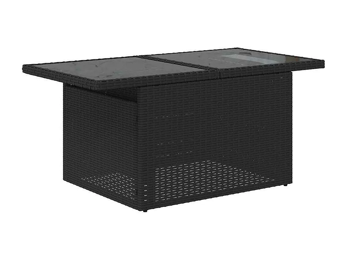 10 peças conjunto sofás de jardim com almofadões vime PE preto