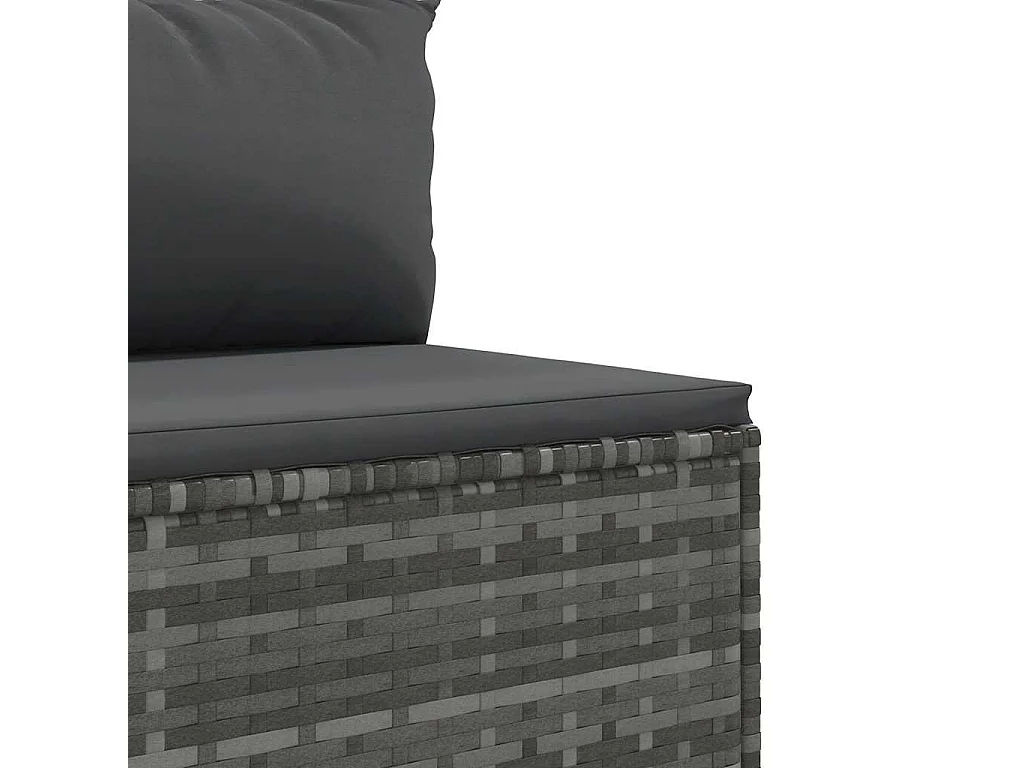 Salon de jardin 6 pièces avec coussins Gris Résine tressée