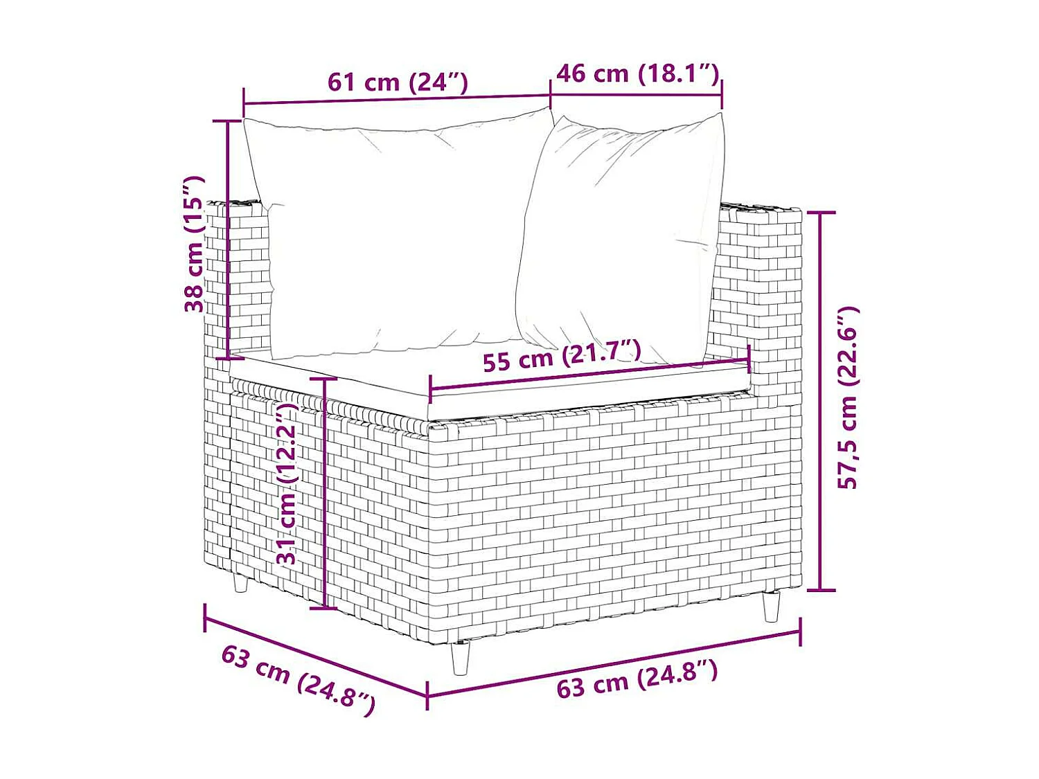 Salon de jardin 5 pièces avec coussins Gris Résine tressée