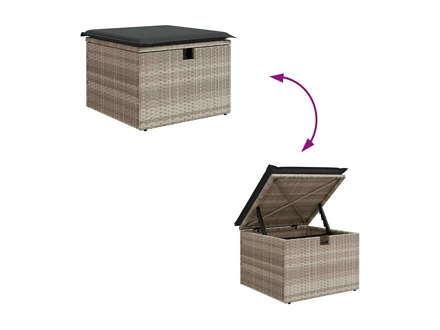 Set muebles jardín 9 piezas y cojines ratán sintético gris claro