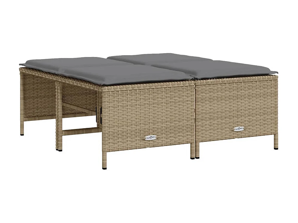 Salon de jardin avec coussins 5 pièces beige résine tressée