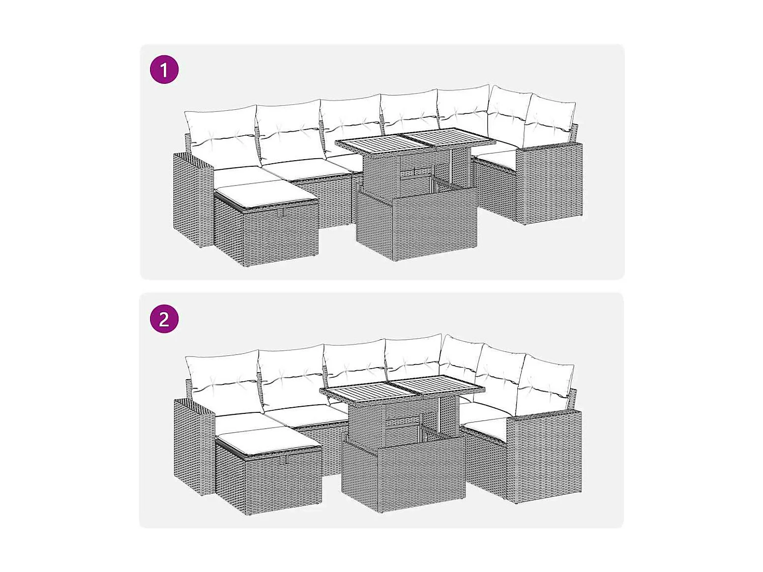 5-delige Loungeset met kussens poly rattan acacia zwart