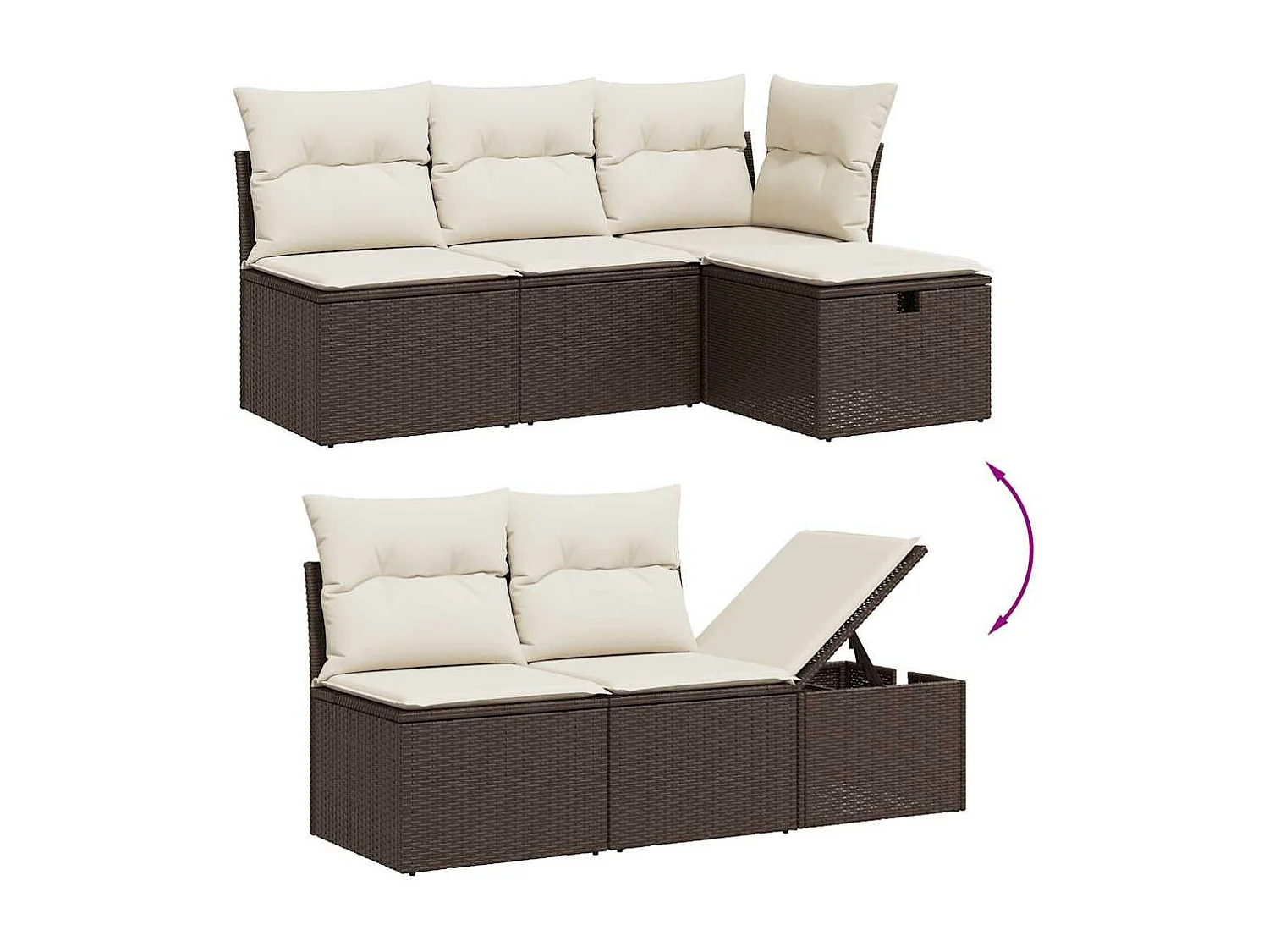 11-delige Loungeset met kussens poly rattan bruin