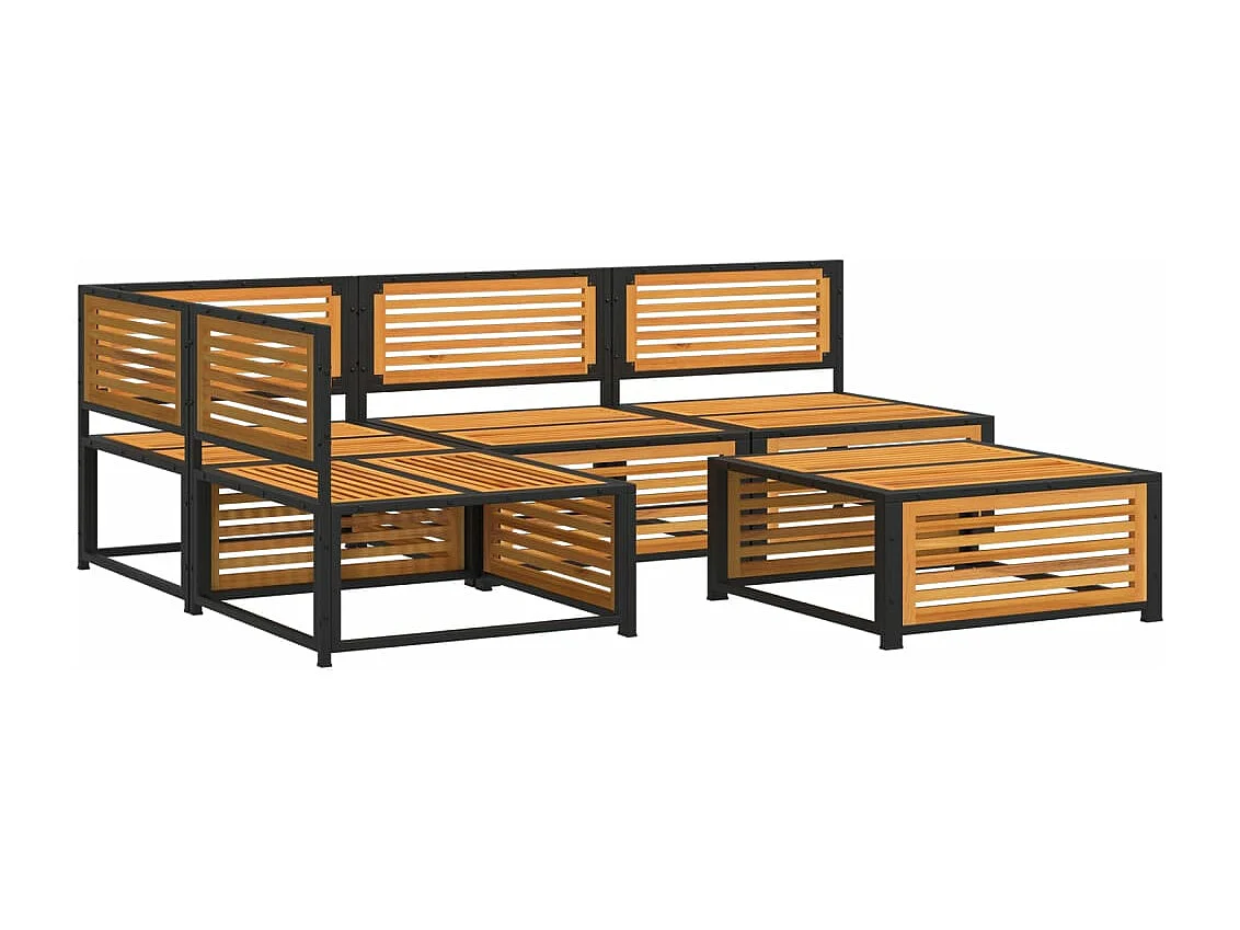 Salon de jardin avec coussins 5 pièces Bois d'acacia solide