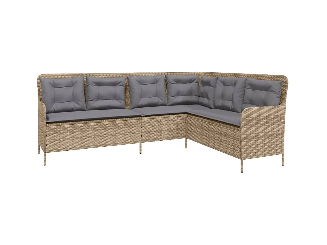 Salon de jardin avec coussins 2 pièces beige résine tressée