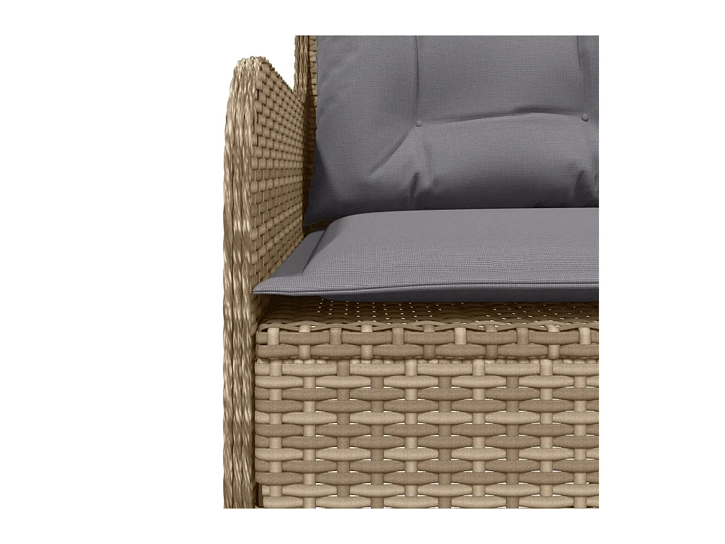 Salon de jardin avec coussins 2 pièces beige résine tressée