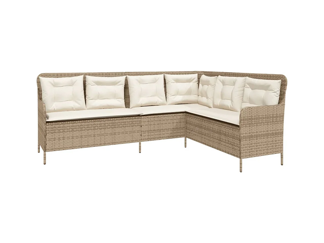 Salon de jardin avec coussins 2 pièces beige résine tressée