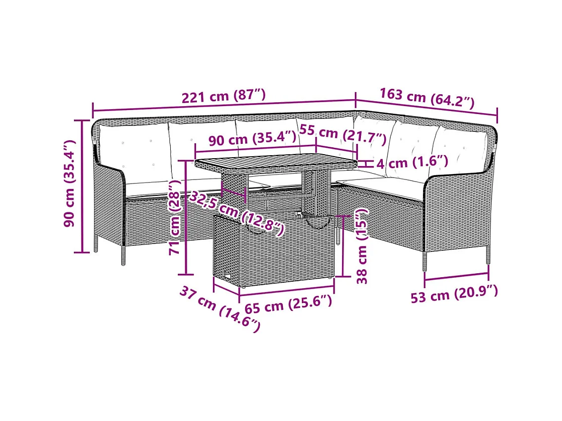 Salon de jardin avec coussins 2 pièces beige résine tressée