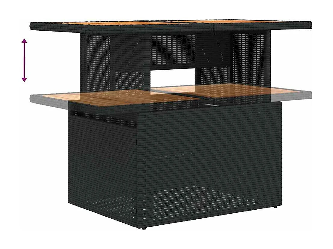 Set de sofás de jardín 7 piezas con cojines ratán sintético negro