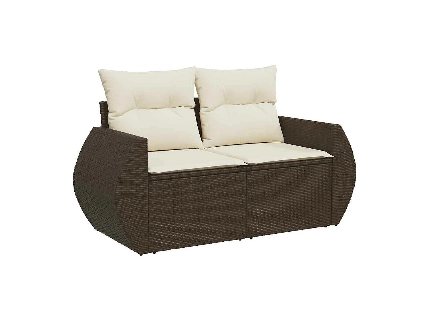 8-delige Loungeset met kussens poly rattan bruin