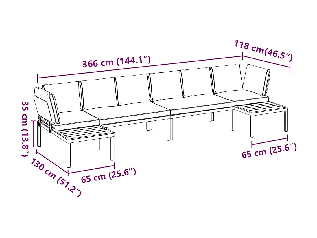 Salon de jardin 4 pièces avec coussins noir aluminium