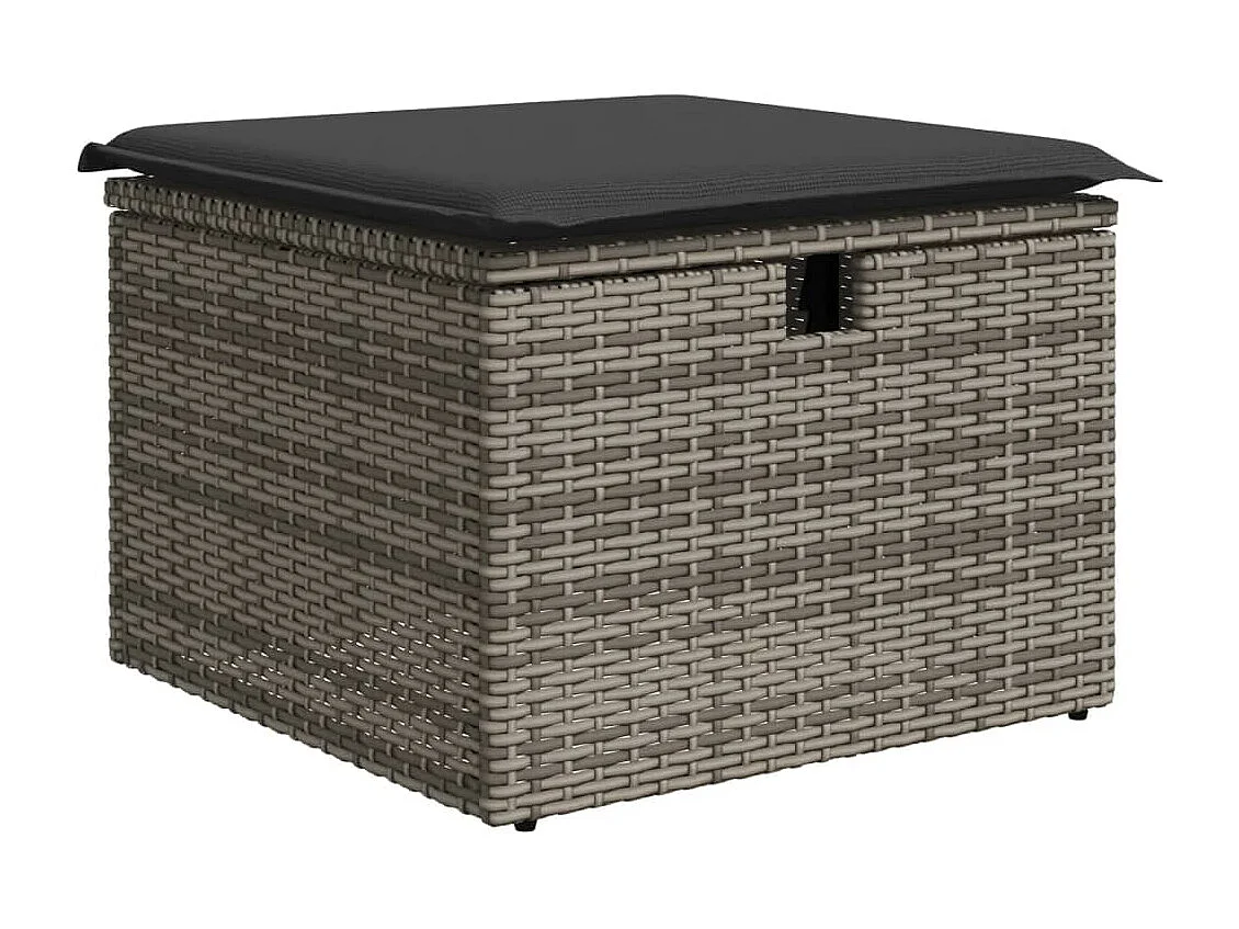 Set de muebles de jardín 6 piezas y cojines ratán sintético gris