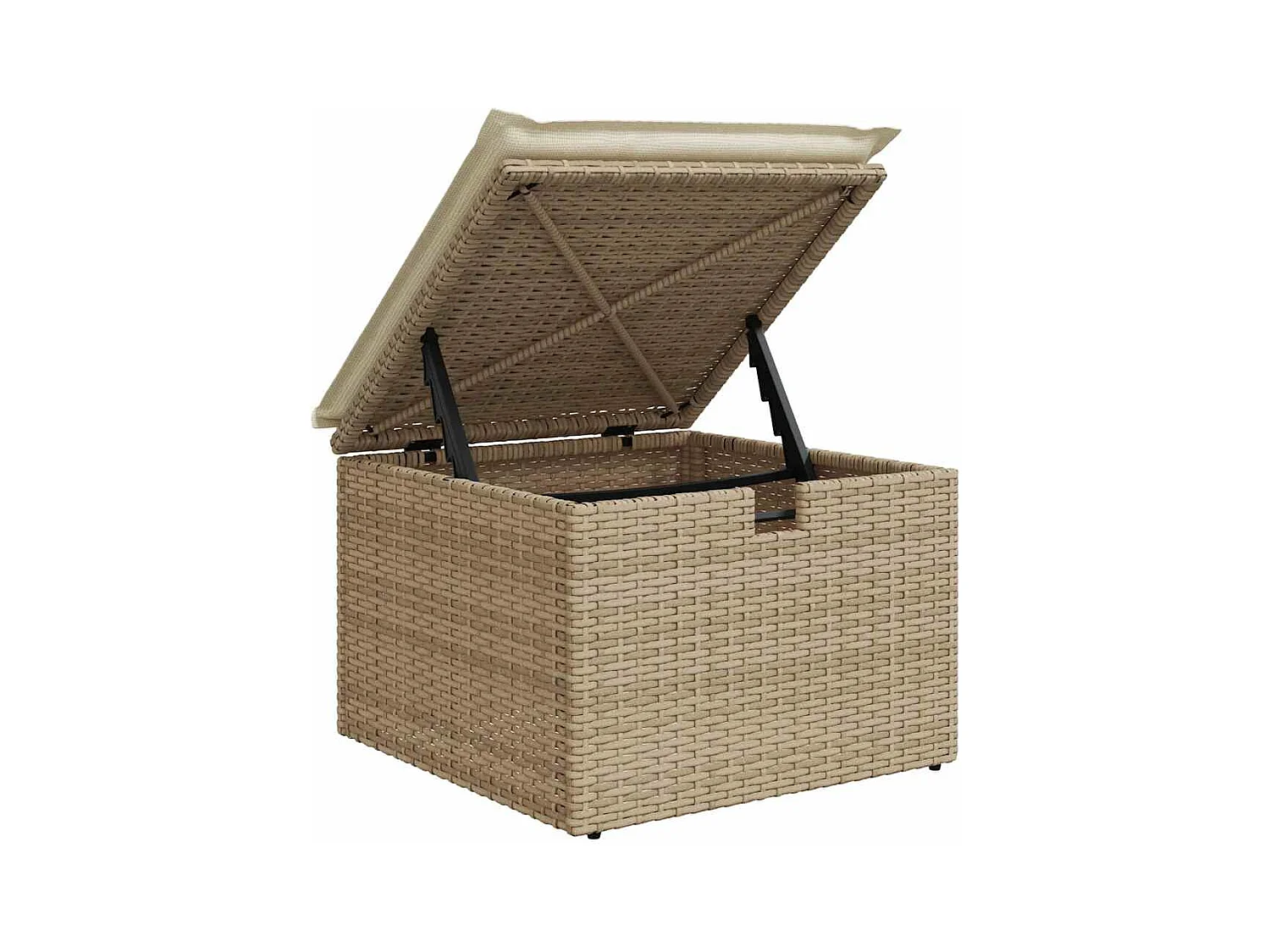 Salon de jardin avec coussins 4 pièces beige résine tressée