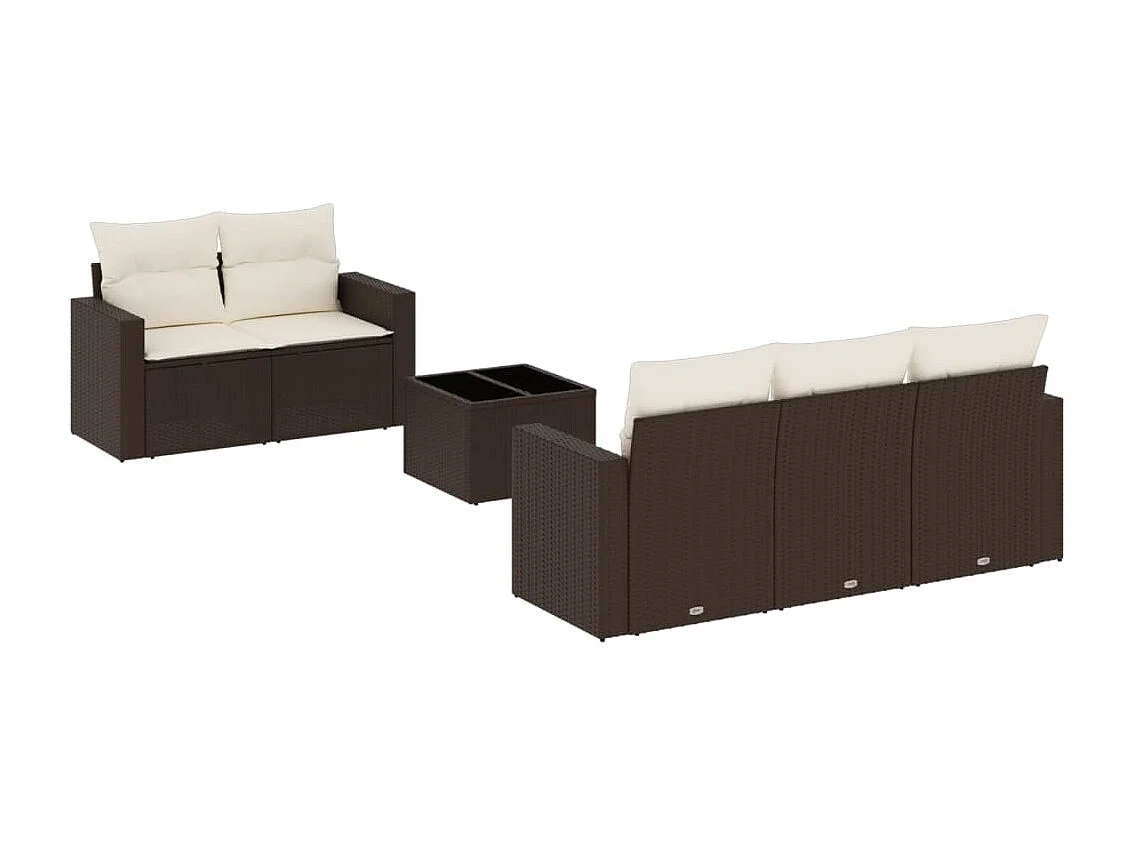 Salon de jardin avec coussins 6 pièces marron résine tressée
