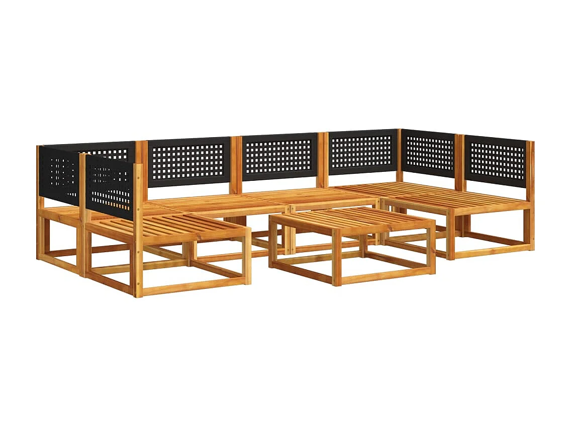 Salon de jardin avec coussins 7 pièces bois massif d'acacia