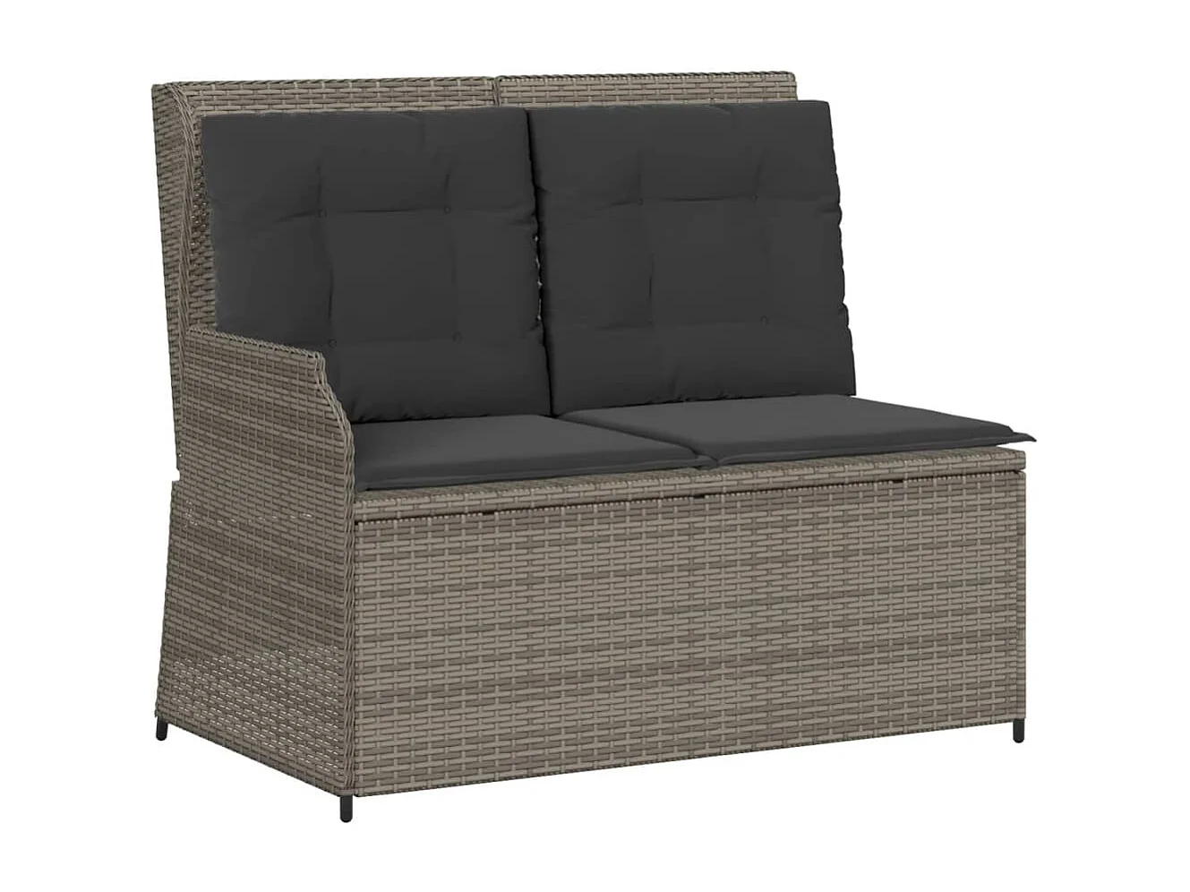 Set de muebles de jardín 5 piezas y cojines ratán sintético gris