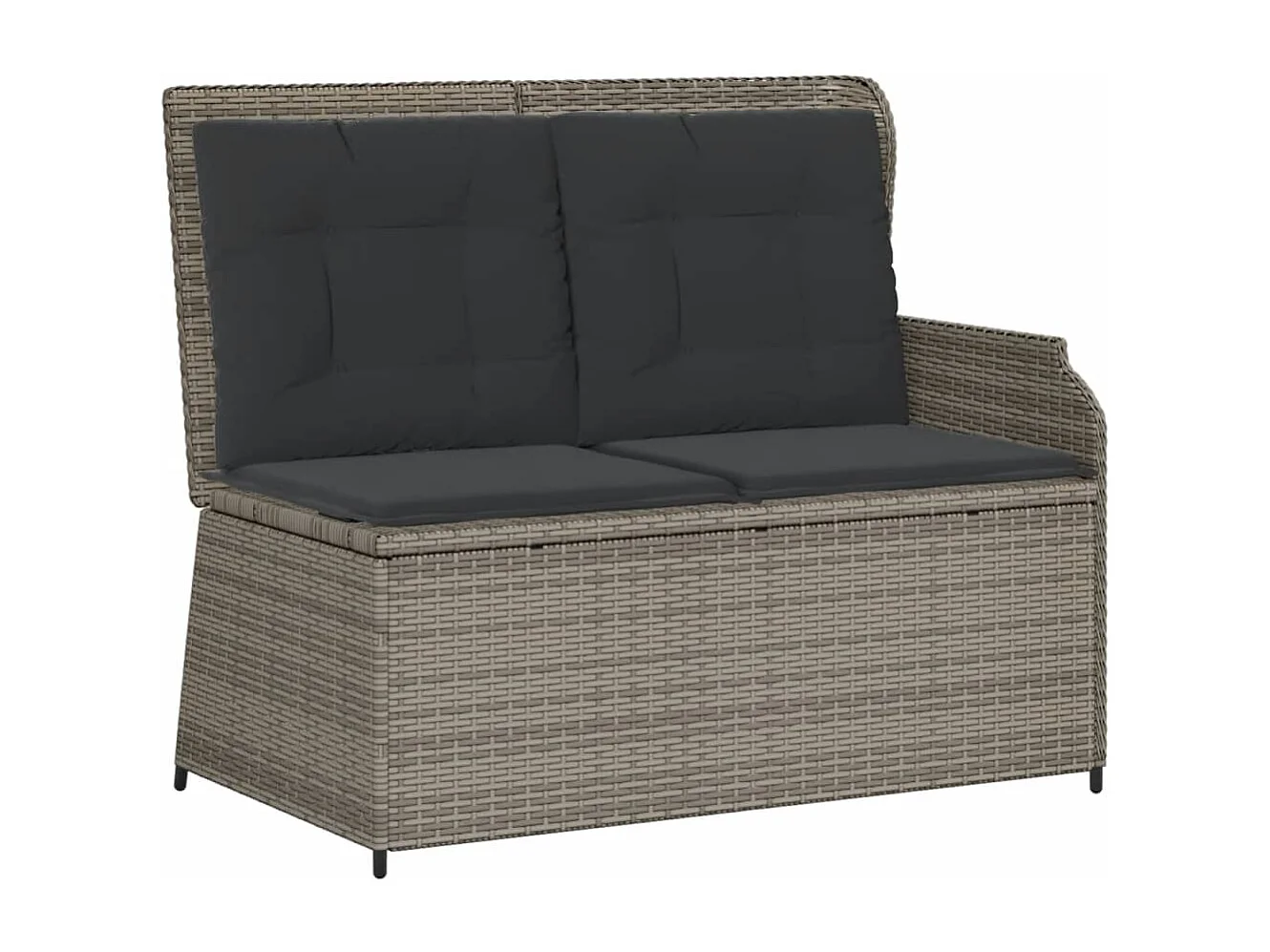Set de muebles de jardín 5 piezas y cojines ratán sintético gris