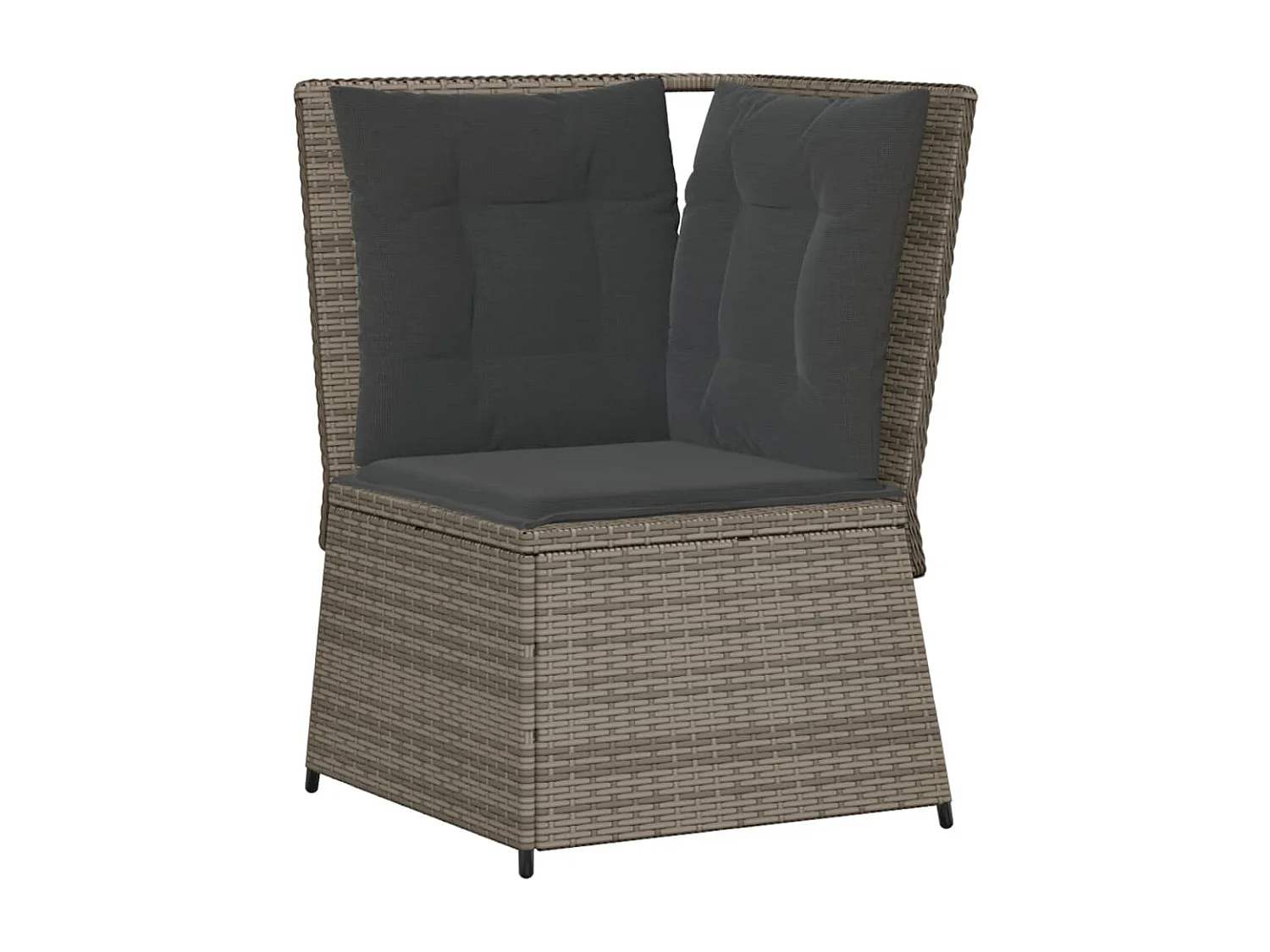 Set de muebles de jardín 5 piezas y cojines ratán sintético gris