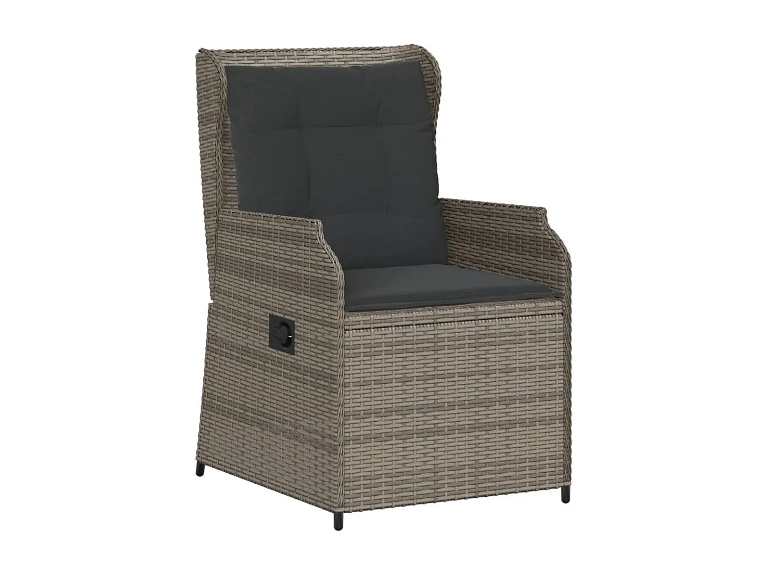 Set de muebles de jardín 5 piezas y cojines ratán sintético gris