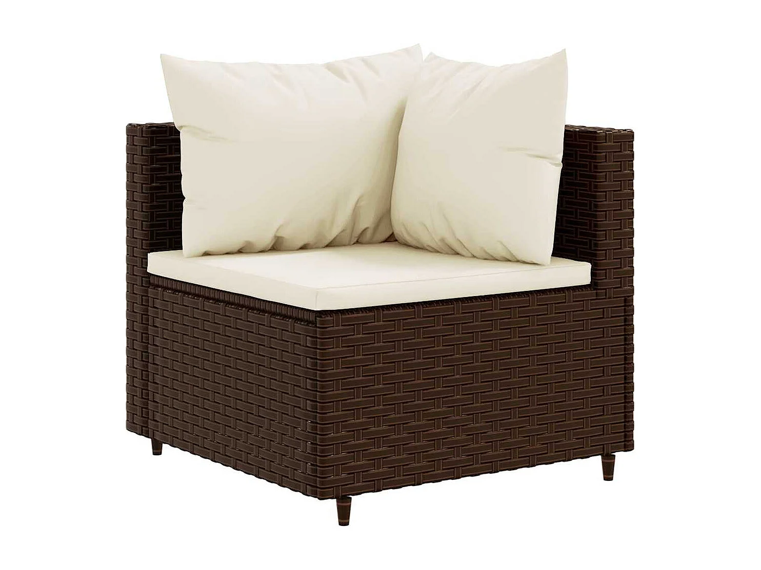 6-delige Loungeset met kussens poly rattan bruin