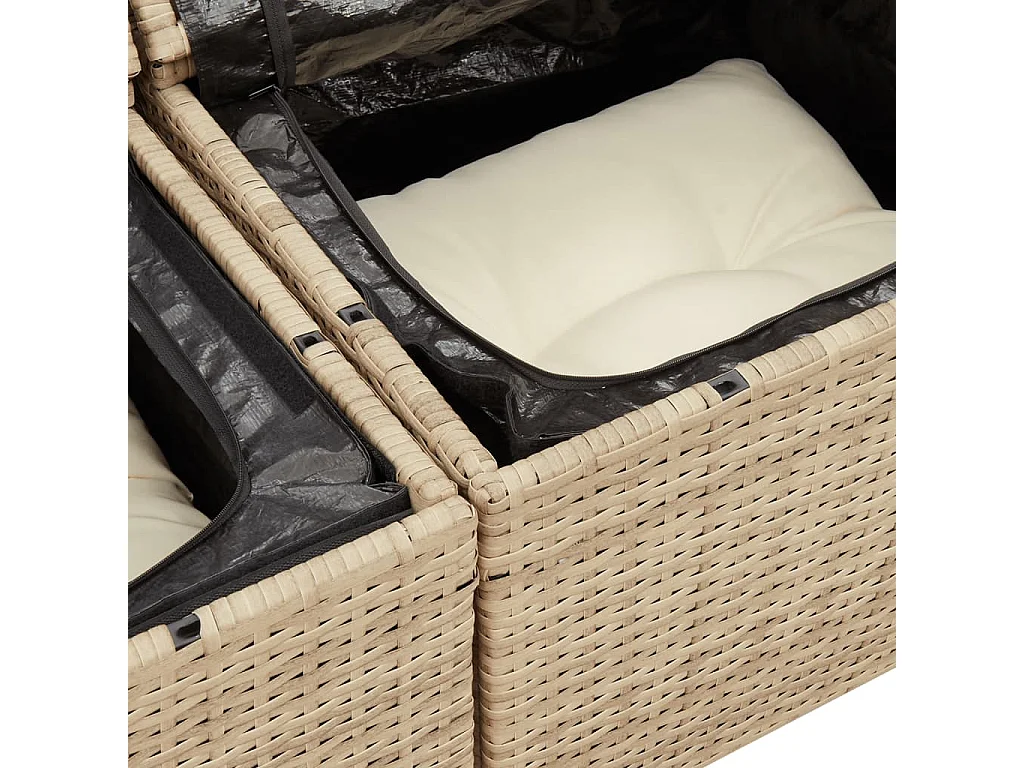 5-delige Loungeset met kussens poly rattan beige