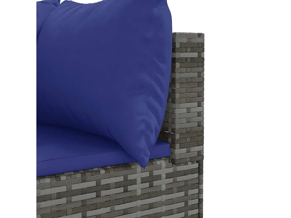 Salon de jardin 6 pièces avec coussins Gris Résine tressée