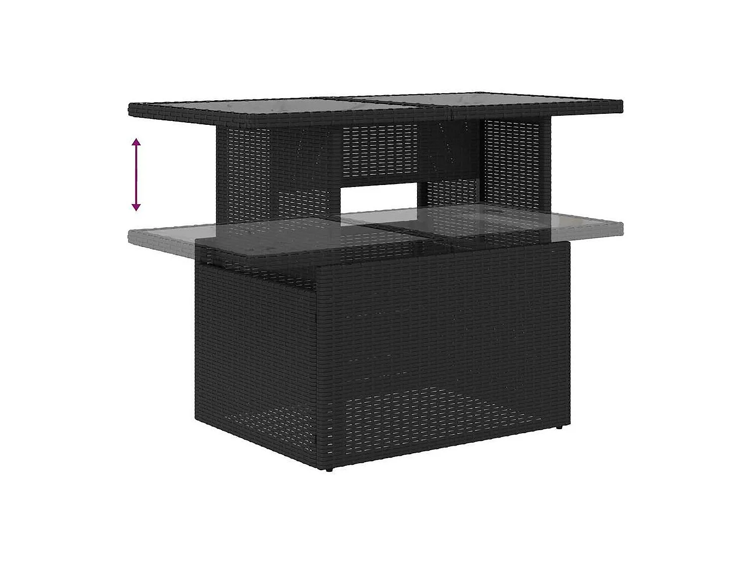 6-delige Loungeset met kussens poly rattan zwart