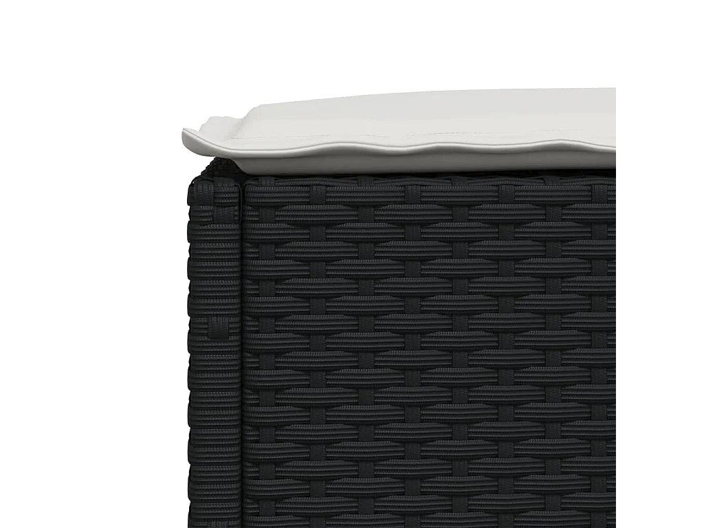 Salon de jardin 8 pièces avec coussins noir résine tressée