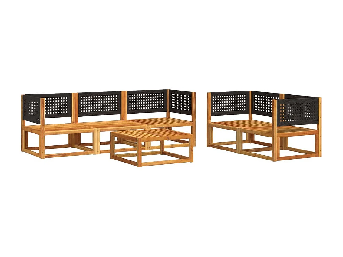 Salon de jardin avec coussins 6 pièces bois d'acacia solide