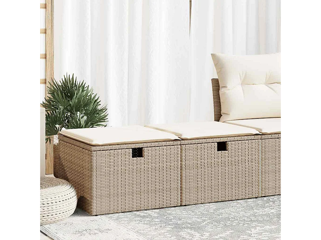 Salon de jardin avec coussins 2 pièces beige résine tressée acacia