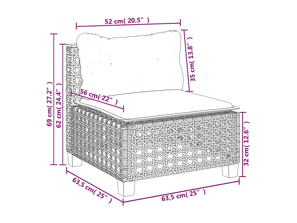 5-delige Loungeset met kussens poly rattan grijs