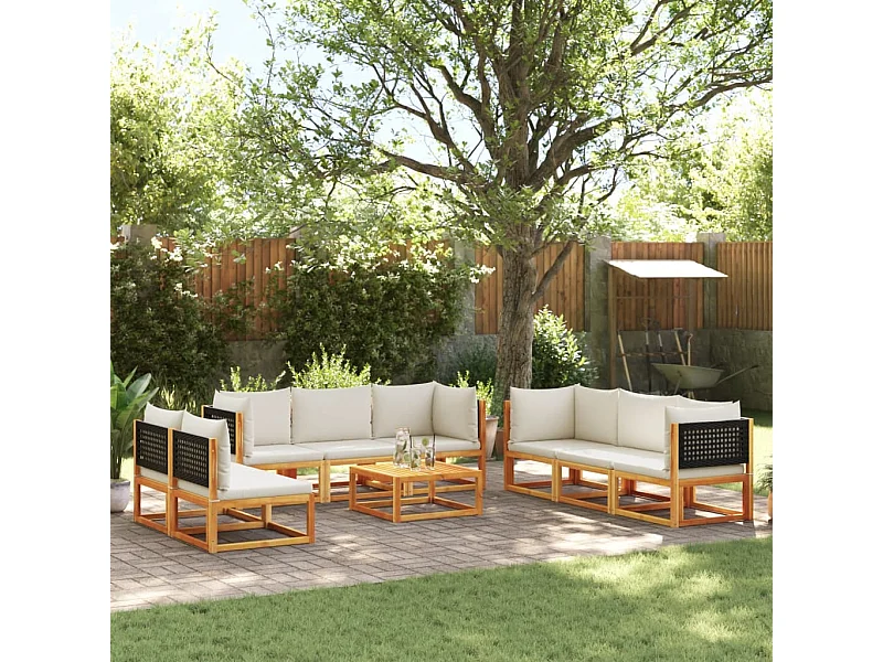 9 peças conjunto de sofás de jardim com almofadões acácia maciça